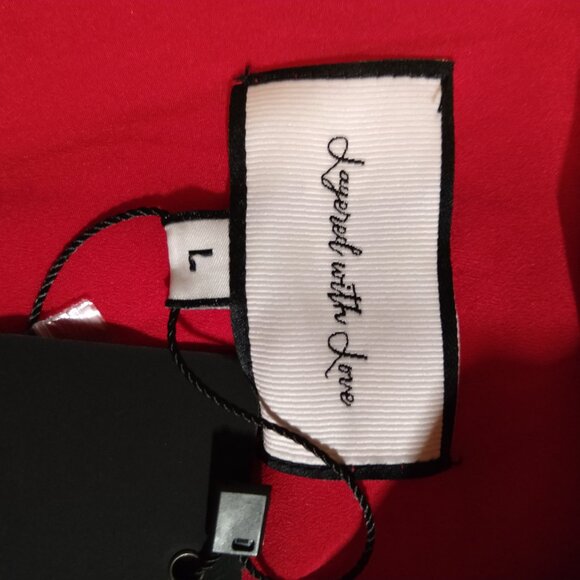 NWT! Layered with love Dress ONLY $59! RETAIL $178! With lace  Sz L Red color - Picture 4 of 7